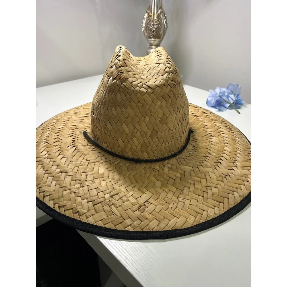 SA Co Straw Sun Hat Mens Wide Brim Lifeguard Fishing American Flag Grey Black